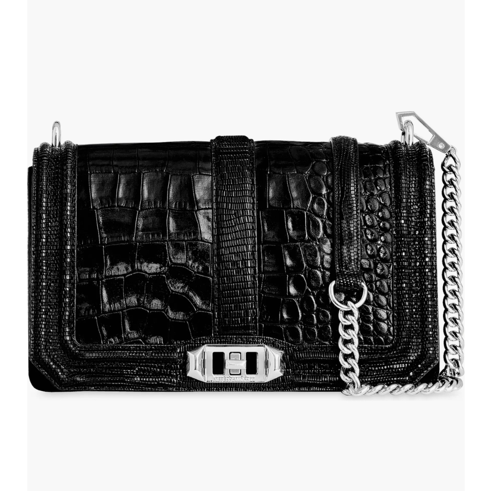 Rebecca Minkoff Love Croc Embossed Leather Crossbody Bag
